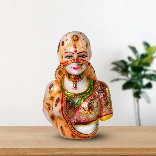 Bani Thani 9 inch , White marble painting Statue